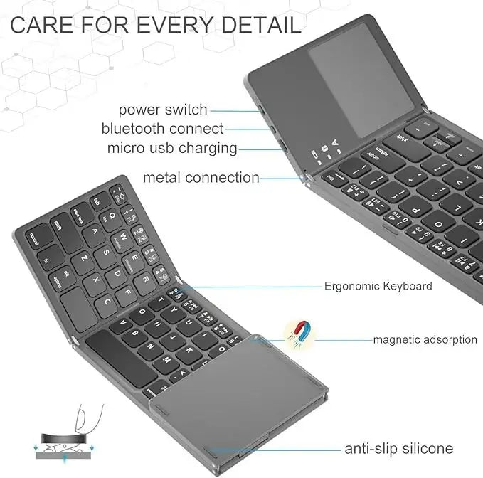Foldable Bluetooth Keyboard (With Touchpad)