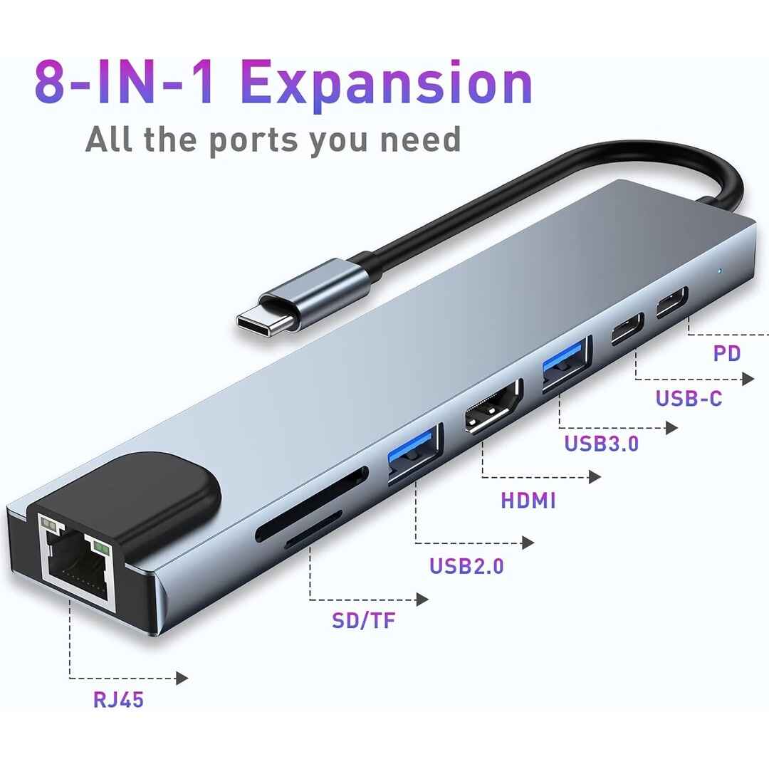 8 in 1 USB Type C Adapter/Hub
