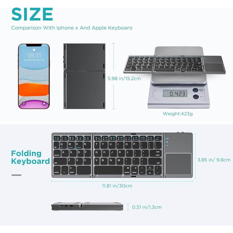 Foldable Bluetooth Keyboard (With Touchpad)