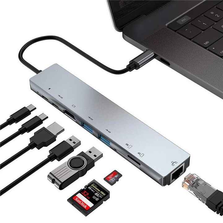 8 in 1 USB Type C Adapter/Hub