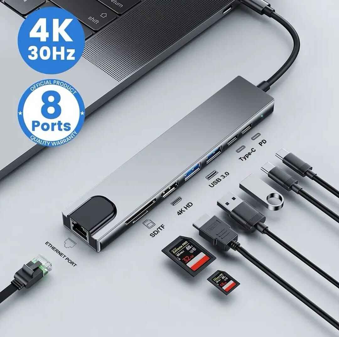 8 in 1 USB Type C Adapter/Hub
