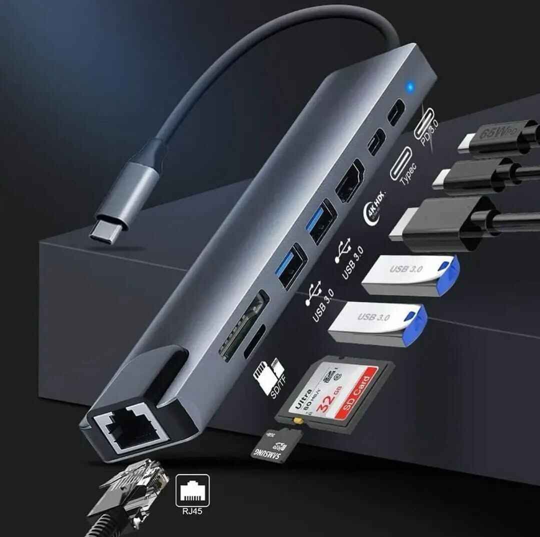 8 in 1 USB Type C Adapter/Hub