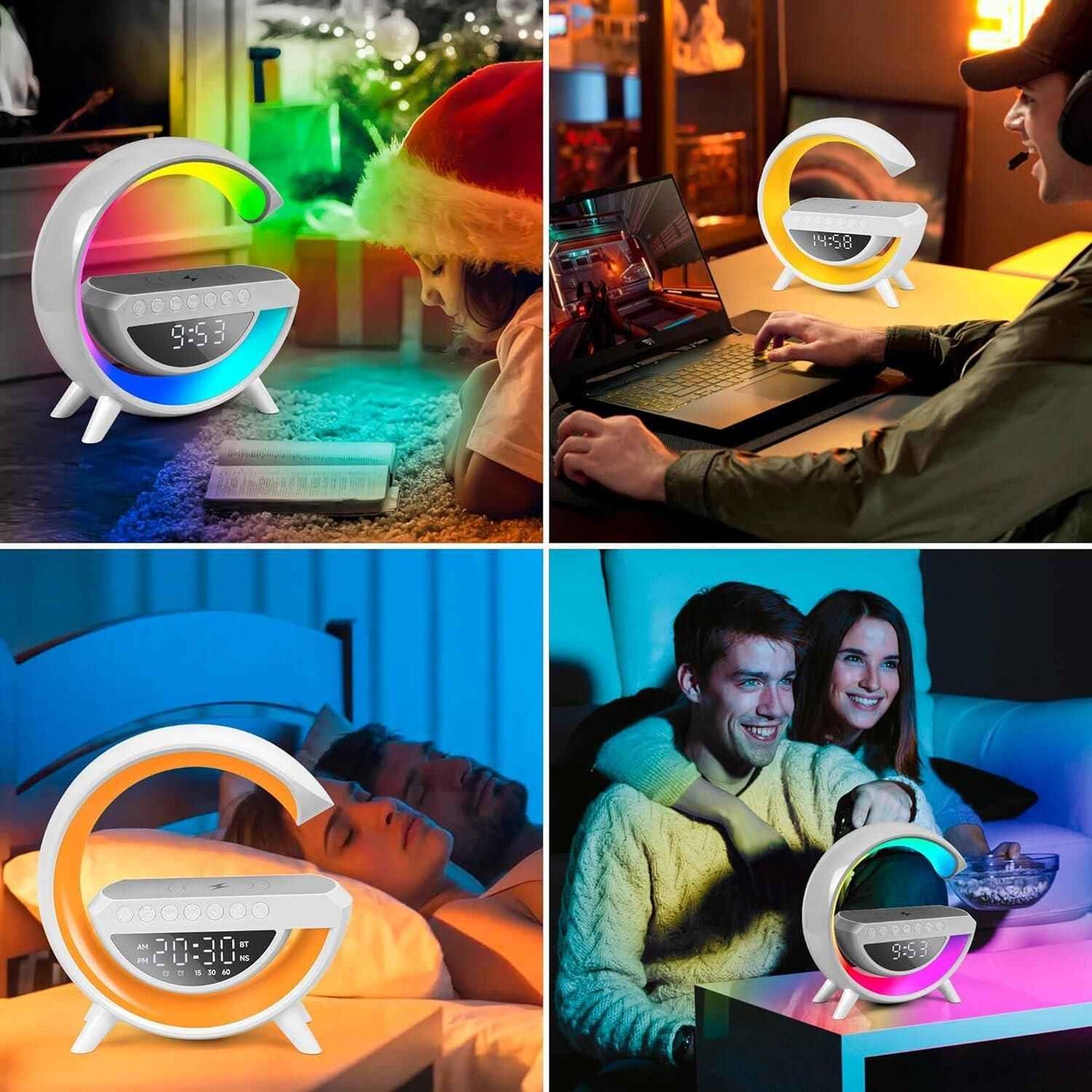 G-Lamp Speaker with Wireless Charger - Smart LED Lamp & Bluetooth Speaker (6-in-1)